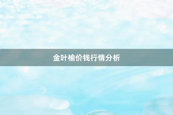 金叶榆价钱行情分析