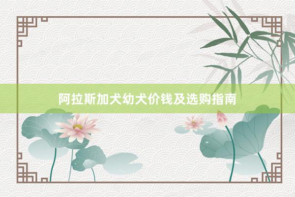 阿拉斯加犬幼犬价钱及选购指南