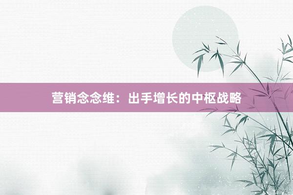 营销念念维：出手增长的中枢战略